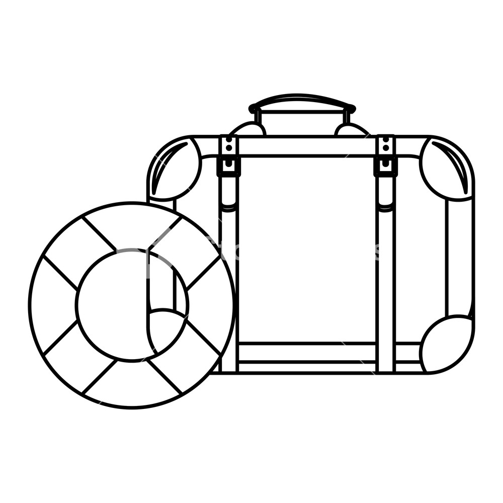 1000x1000 travel suitcase and buoy drawing in white background vector - Suitcase Drawing