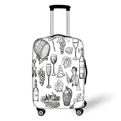 425x425 travel luggage cover suitcase protector, wine, hand - Suitcase Drawing