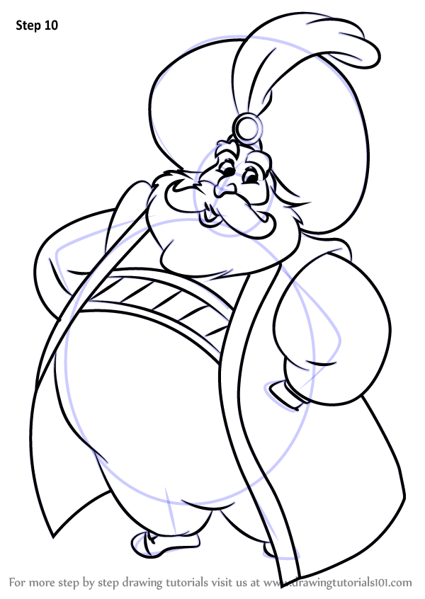 600x846 Learn How To Draw The Sultan From Aladdin - Sultan Drawing