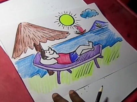 480x360 how to draw summer season beach relaxation drawing for kids - Summer Drawing For Kids