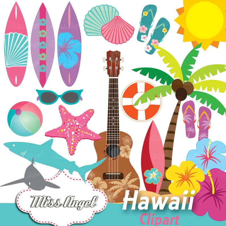 794x796 hawaii clipart surf clip art summer drawings hukelele etsy - Summer Drawings