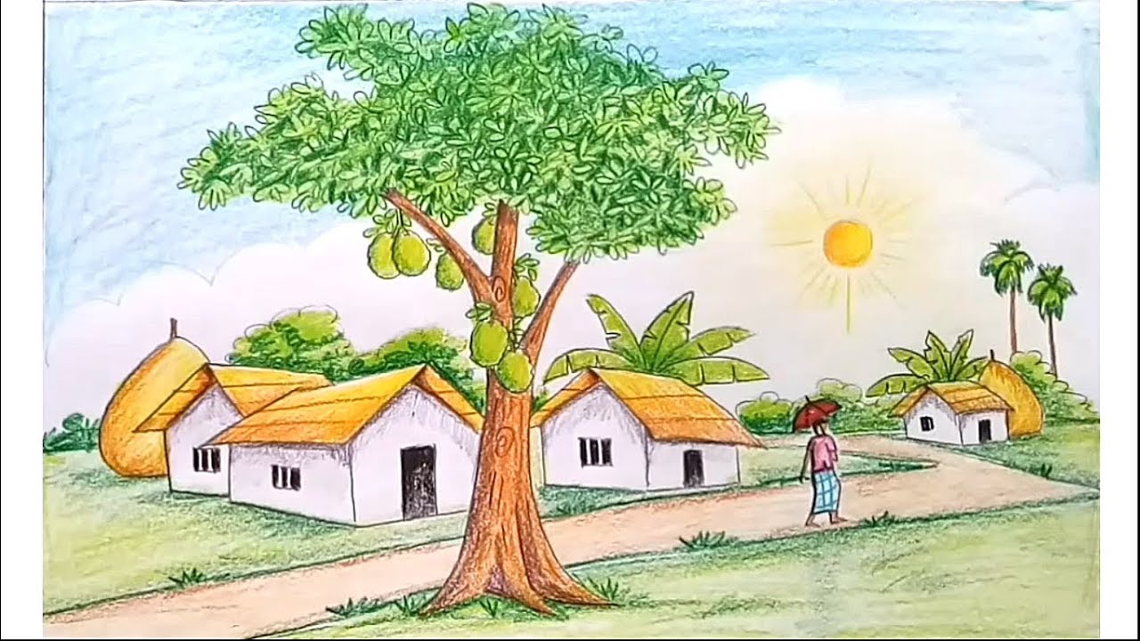 1280x720 How To Draw Scenery Of Summer Season Step - Summer Scene Drawing