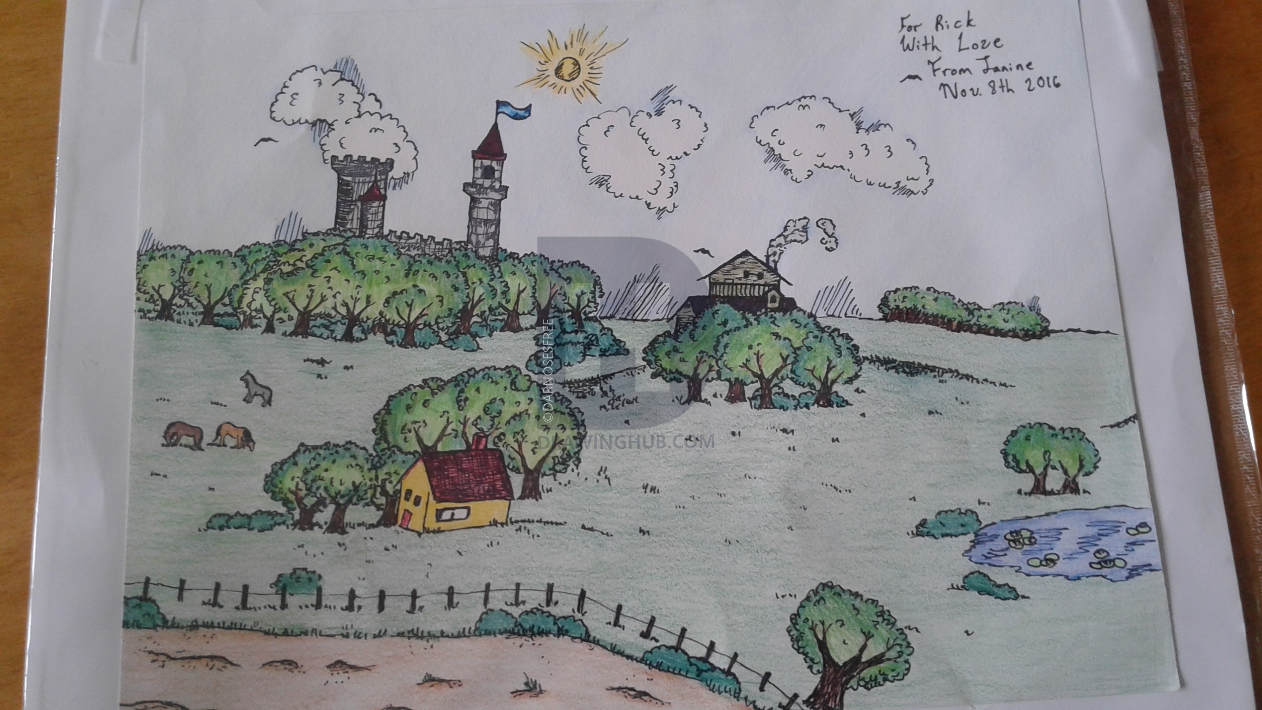 2560x1440 Summer Scene Drawing - Summer Scene Drawing
