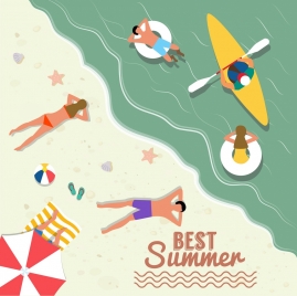 269x268 Summer Vacation Drawing Beach Scenery High View Vectors Stock - Summer Vacation Drawing