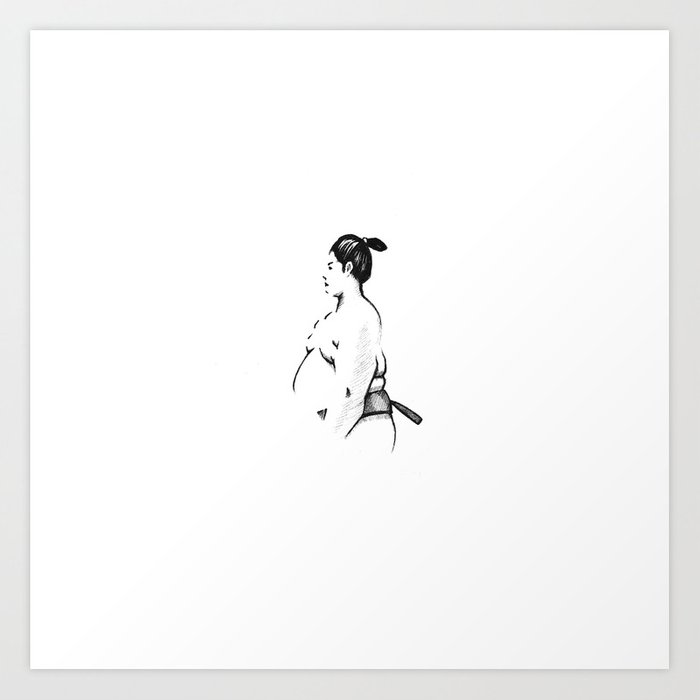 700x700 ink drawing sumo wrestler art print - Sumo Drawing