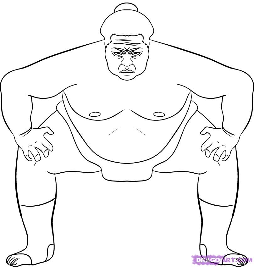 808x849 how to draw a sumo wrestler, step - Sumo Drawing