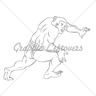 325x325 japanese sumo wrestler diving sea sunset circle drawing gl stock - Sumo Wrestler Drawing