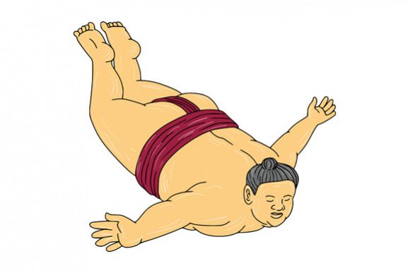 580x387 japanese sumo wrestler skydiving drawing - Sumo Wrestler Drawing