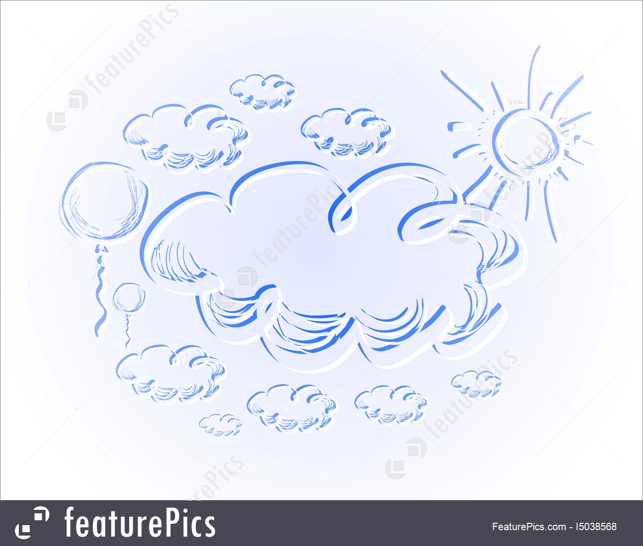 1300x1104 hand drawing sky with clouds and sun stock illustration - Sun And Clouds Drawing