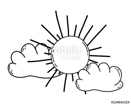 500x400 sun and clouds cartoon stock image and royalty free vector - Sun And Clouds Drawing