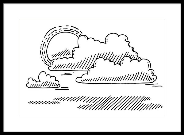 600x440 Weather Sun And Clouds Drawing Framed Print - Sun And Clouds Drawing