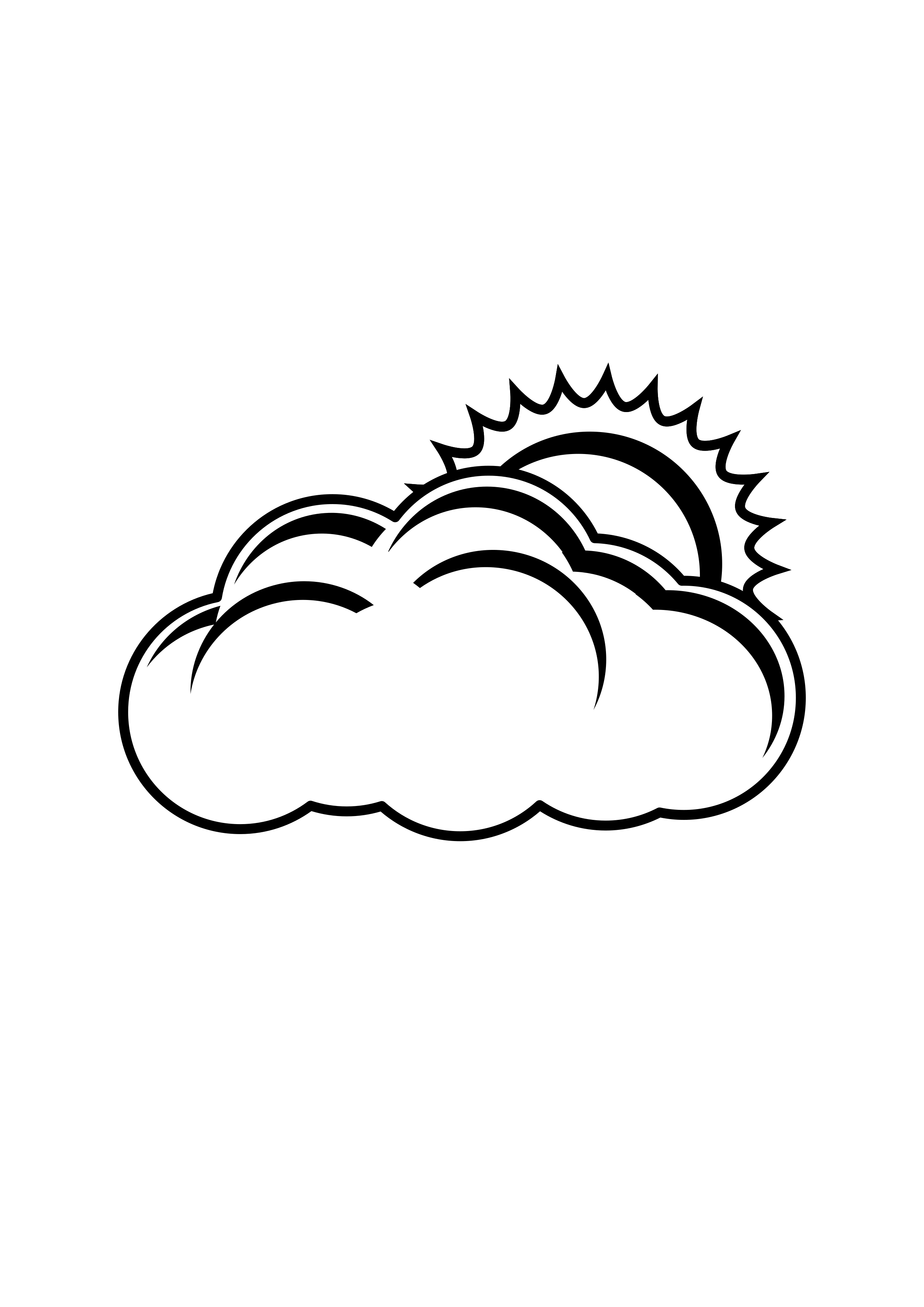 2400x3394 clouds and sun banner royalty free black and white - Sun And Clouds Drawing