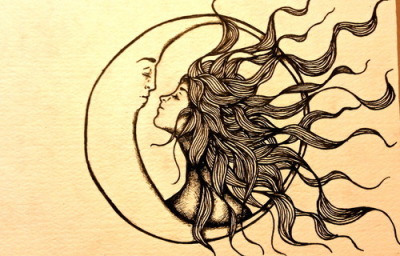 400x256 Moon And Sun Tumblr - Sun And Moon Drawing