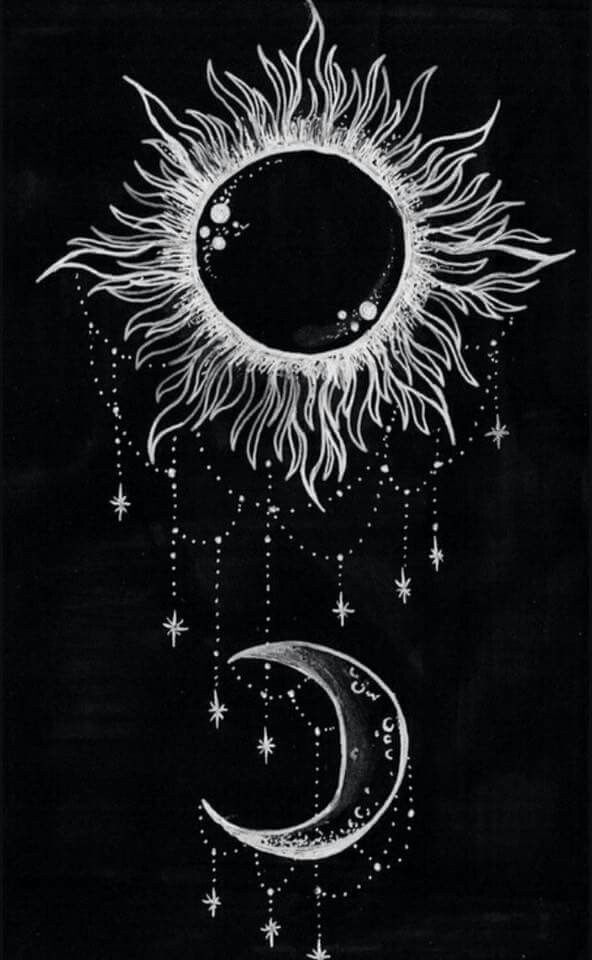 592x960 Sun Moon Tattoo Inspiration In Art Drawings, Art, Drawings - Sun And Moon Drawing Black And White