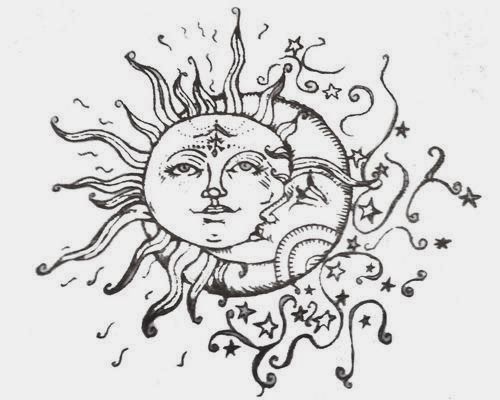 500x400 Sun And Moon Drawing Tumblr Art - Sun And Moon Drawing Black And White