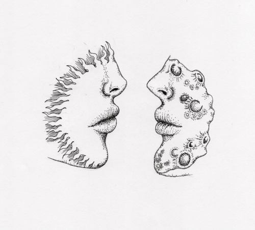 500x452 love drawing couple black and white face hippie hipster boho indie - Sun And Moon Drawing Black And White