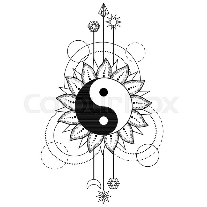 800x800 Abstract Pattern With Yin And Yang Stock Vector Colourbox - Sun And Moon Drawing Black And White