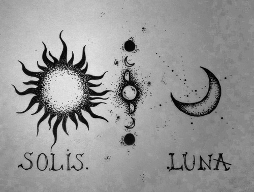 500x378 Solis, Luna Via Tumblr On We Heart It - Sun And Moon Drawing Tumblr