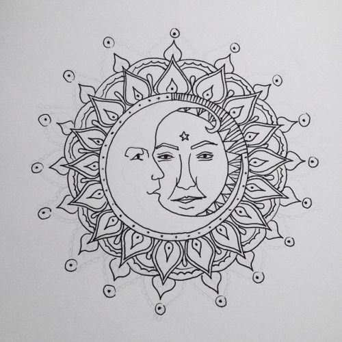 500x500 Grunge Art Tumblr Sketch - Sun And Moon Drawing Tumblr