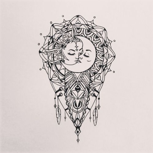 500x500 Sun And Moon Mandala Drawing Tumblr - Sun And Moon Drawing Tumblr
