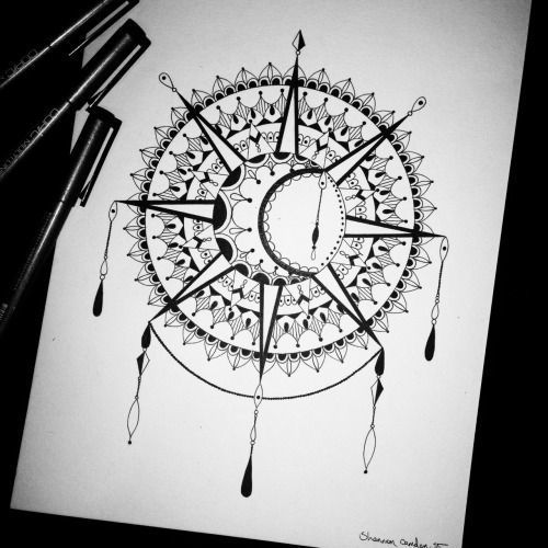 500x500 Sun And Moon Mandala Drawing Tumblr - Sun And Moon Drawing Tumblr
