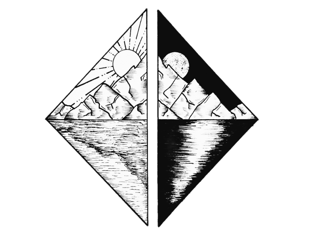 1024x768 Tumblr Blackandwhite Blackampwhite Sun Moon Mountain Pais - Sun And Moon Drawing Tumblr