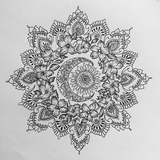 640x640 Sun Drawing Mandala For Free Download - Sun And Moon Mandala Drawing Tumblr