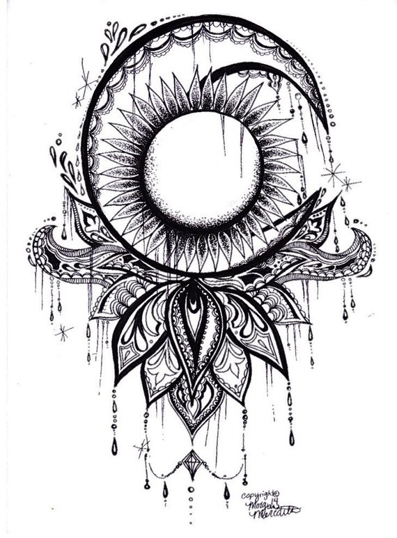 570x773 Sun And Moon Drawings Tumblr Ideas About One Piece Tattoos - Sun And Moon Mandala Drawing Tumblr
