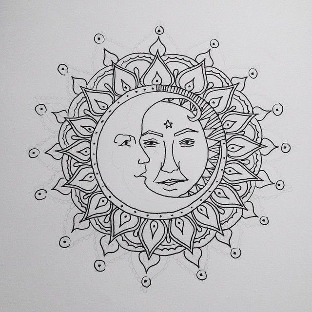 Sun And Moon Mandala Drawing Tumblr at PaintingValley.com | Explore ...