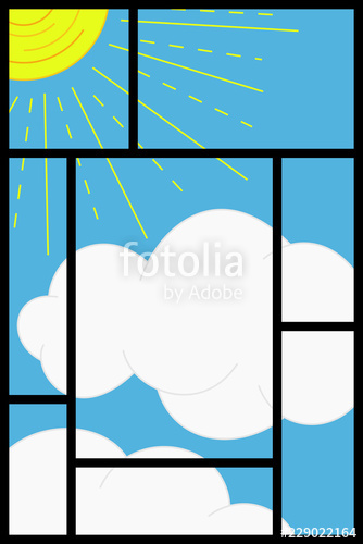 334x500 Drawing Of The Sun And Sky Through A Window, Vector Illustration - Sun And Sky Drawing