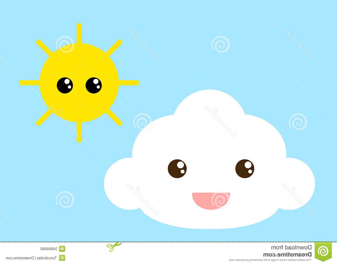 1300x1024 Best Hd Cloud Sun Vector Style Cute Drawing - Sun And Sky Drawing