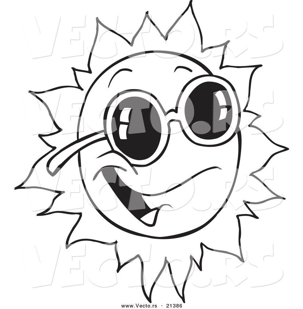 1024x1044 Vector Of A Cartoon Happy Sun Wearing Shades - Sun Cartoon Drawing