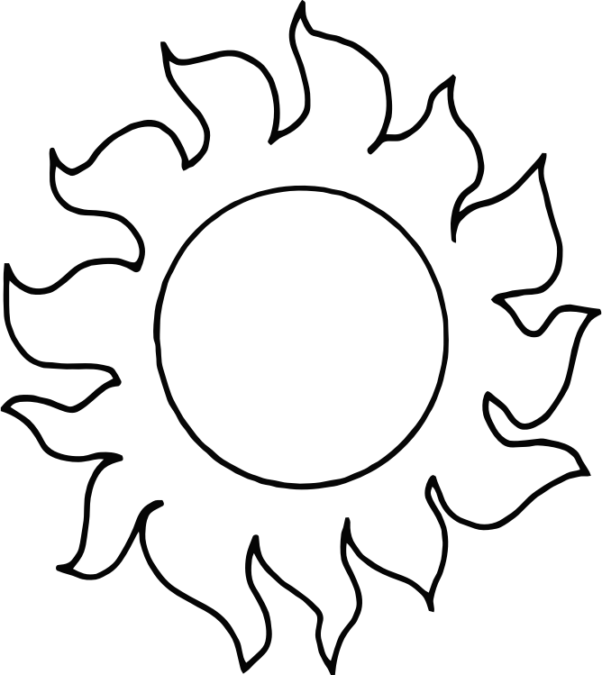 668x749 Sun Drawing Picture - Sun Drawing Black And White