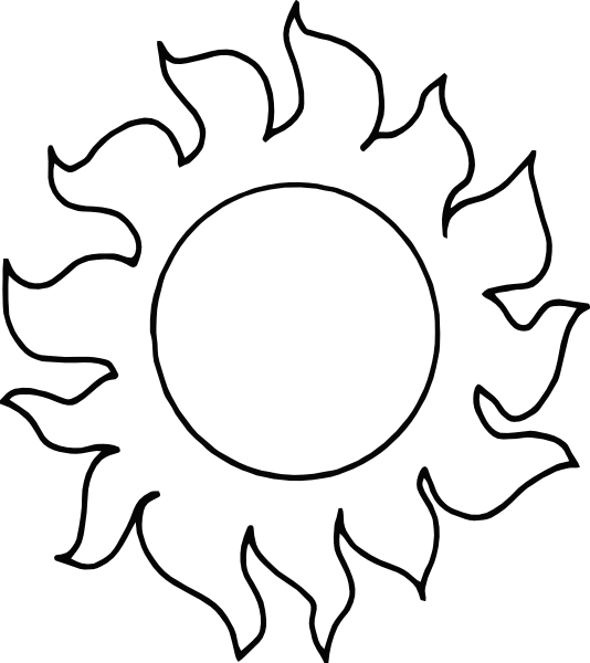 534x600 Sun Line Drawing Clipart - Sun Drawing Clip Art