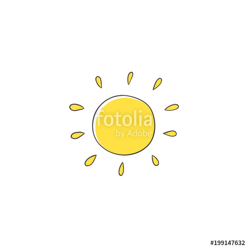 500x500 Flat Cartoon Vector Illustration On Sun Imitating A Kid, Child - Sun Drawing For Kid