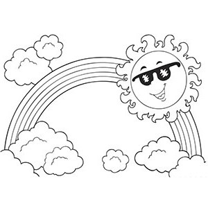 300x300 Free Printable Rainbow Coloring Pages For Kids - Sun Drawing For Kid
