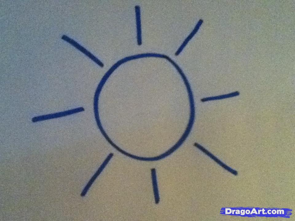 960x720 How To Draw The Sun For Kids, Step - Sun Drawing For Kid