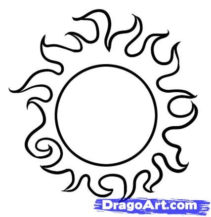 427x440 How To Draw A Sun, Step - Sun Drawing Images