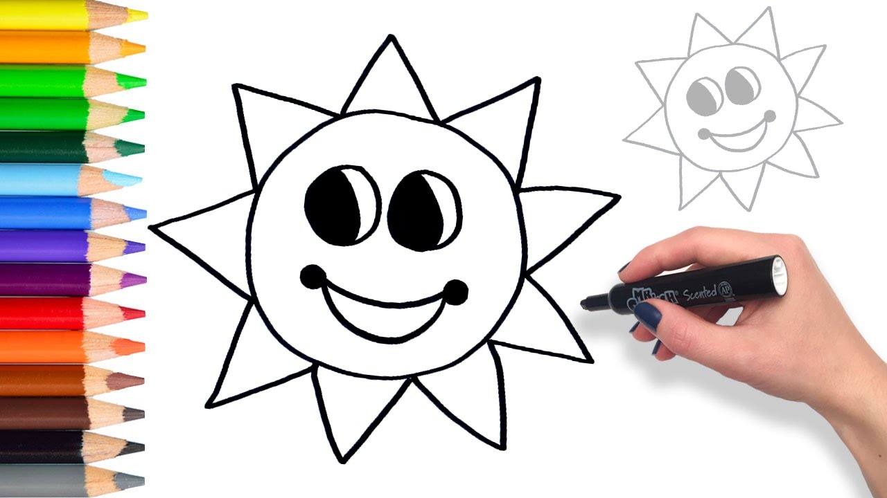 1280x720 Learn To Draw Mr Sun Teach Drawing For Kids And Toddlers - Sun Drawing Images