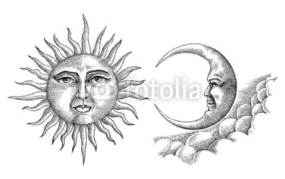 400x251 vintage moon and sun hand drawing vintage style buy photos ap - Sun Drawing Images