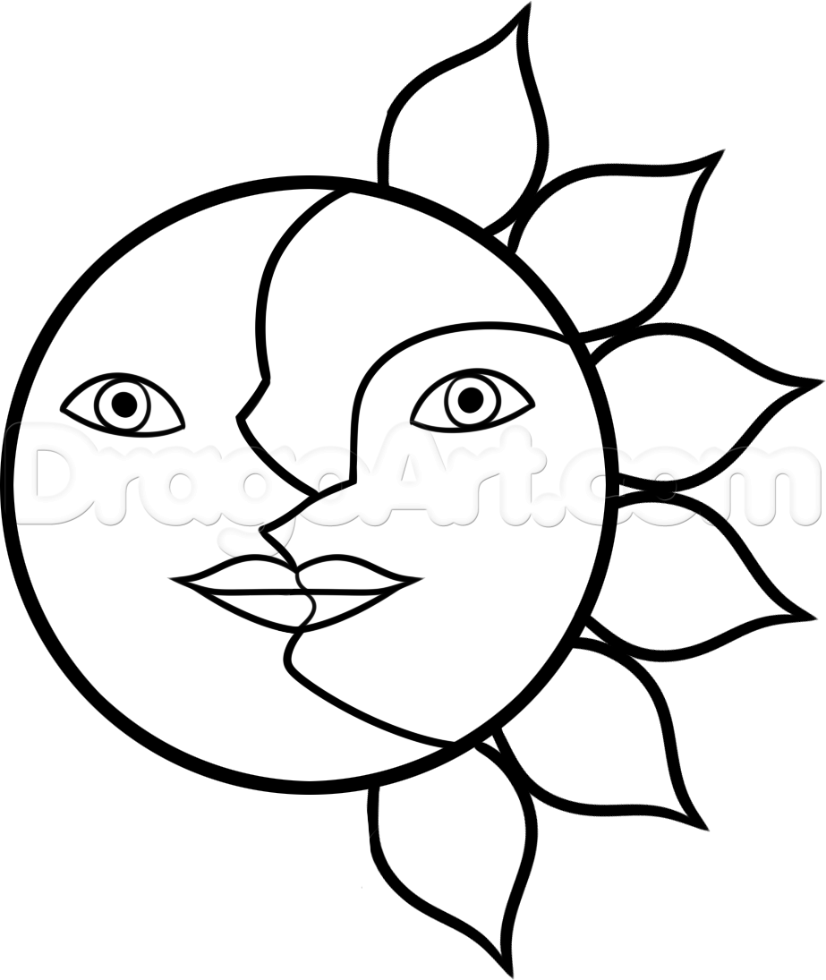 923x1095 How To Draw The Sun And Moon Face, Step - Sun Drawing With Face