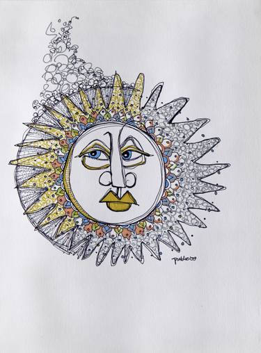 375x508 Sun, Drawing - Sun Drawing With Face