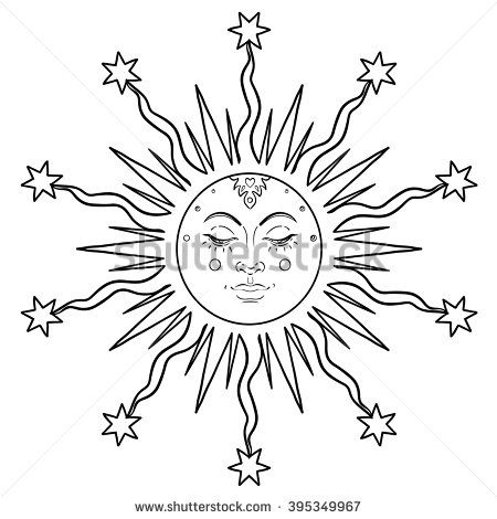 450x470 Sun Face Drawing - Sun Drawing With Face