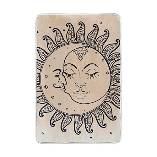 500x500 Cutexl Blanket Vintage Tribal Geometric Moon Sun Face - Sun Face Drawing