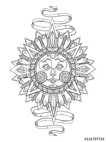 375x500 Sun With Face Drawing Coloring Book For Adults - Sun Face Drawing