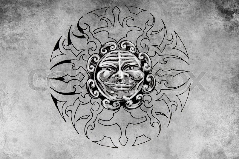 800x533 Tattoo Sun Face Illustration, Handmade Stock Photo Colourbox - Sun Face Drawing