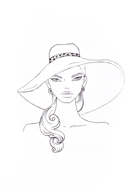 450x624 How To Draw A Fashion Hat I Draw Fashion - Sun Hat Drawing