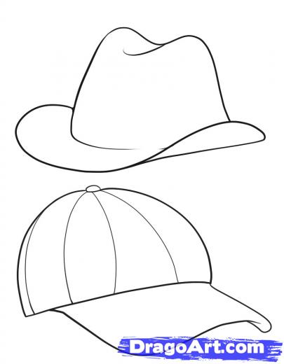 405x520 step how to draw hats - Sun Hat Drawing