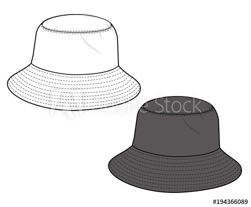 500x412 Bucket Hat Fashion Flat Technical Drawing Vector Template - Sun Hat Drawing
