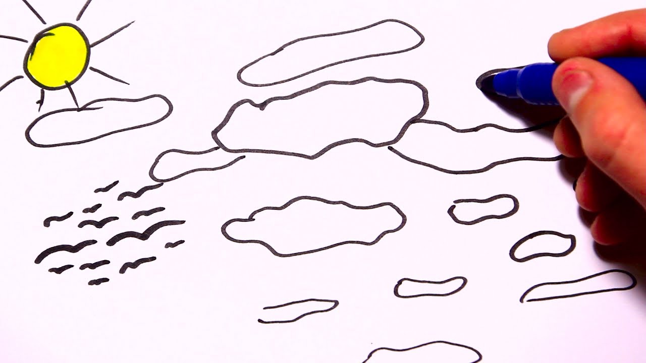 1280x720 Coloring Sky And Sun How To Draw Nature Drawing For Kids - Sun Kids Drawing